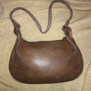 Vintage handmade Brown Leather Shoulder Bag
